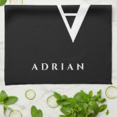 Glamour Doppelname Monogramm schwarz-weiß Geschirrtuch (Gefaltet)