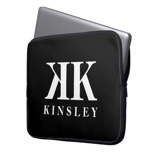 Glamour double monogram name Initial Design Laptopschutzhülle (Vorderseite Links)