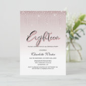 Glamour Dusty Rose Pink Diamonds 18. Geburtstag Einladung (Stehend Vorderseite)