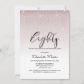 Glamour Dusty Rose Pink Diamonds 80. Geburtstag Einladung (Vorderseite)