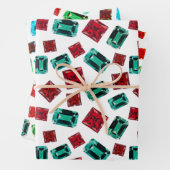 Glamour Elegant Emerald Green Ruby Gems Muster Geschenkpapier Set (Beispiel)