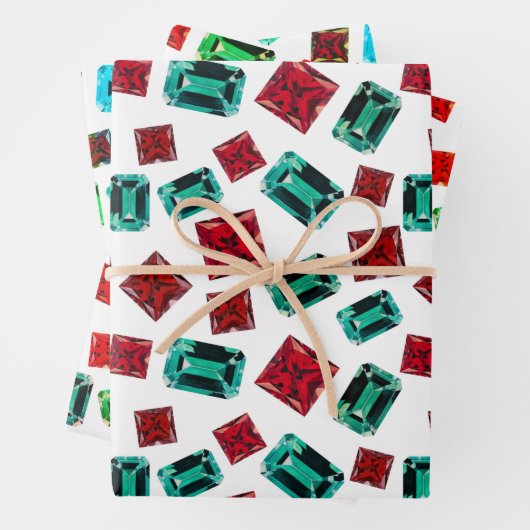 Glamour Elegant Emerald Green Ruby Gems Muster Geschenkpapier Set (Beispiel)