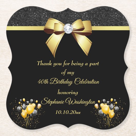 Glamour Elegant Geburtstag Untersetzer (Vorderseite)