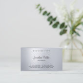 Glamour Elegant Silver Modern Script Cool Schlicht Visitenkarte (Stehend Vorderseite)