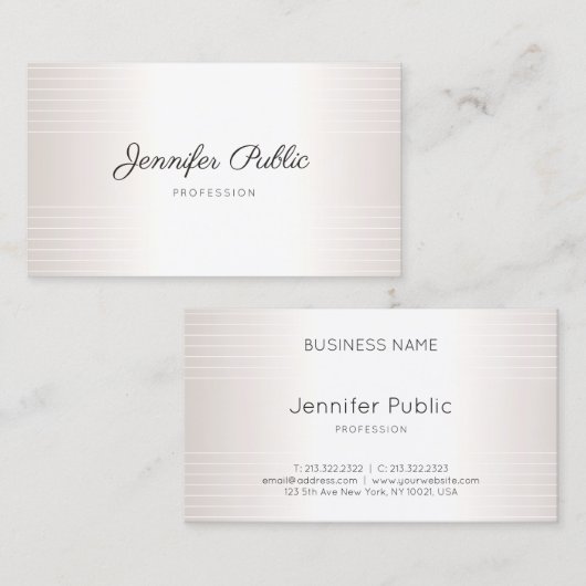 Glamour Elegante moderne Vorlage Handgeschriebene Visitenkarte (Vorne/Hinten)