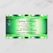Glamour Emerald Green Glitzer Stars und Monogram Visitenkarte (Rückseite)