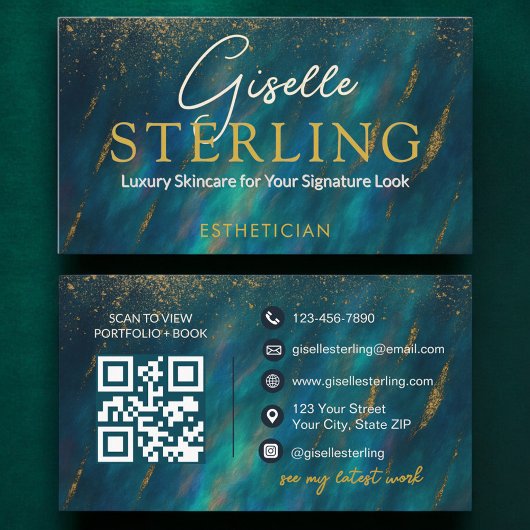 Glamour-Esthetikerin-Opalstein-QR-Code Visitenkarte