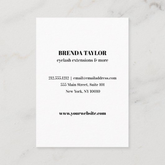 Glamour Eyelash Browbar Aftercare Instructions Visitenkarte (Rückseite)