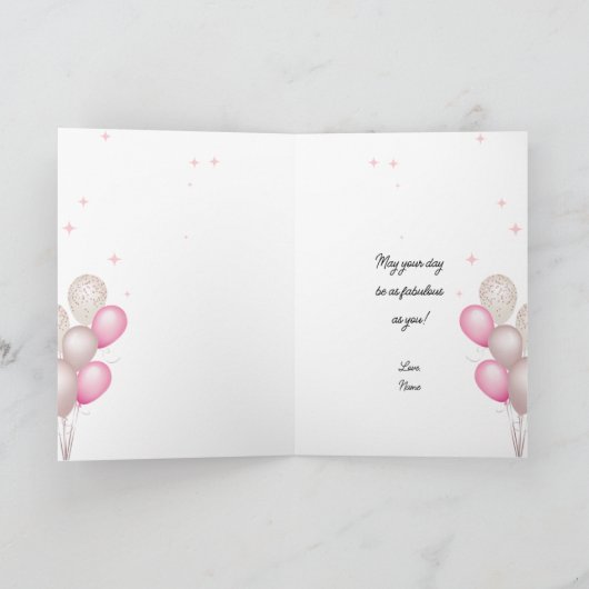 Glamour Fashionista Chic Pink Happy Birthday Karte (Innenseite)