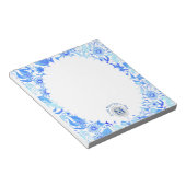 Glamour Floral Chic Blue White Notepad Notizblock (angewinkelt)