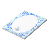 Glamour Floral Chic Blue White Notepad Notizblock (Rotiert)