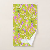 Glamour Floral Chic Green Badhandtuch Set (Handtuch)