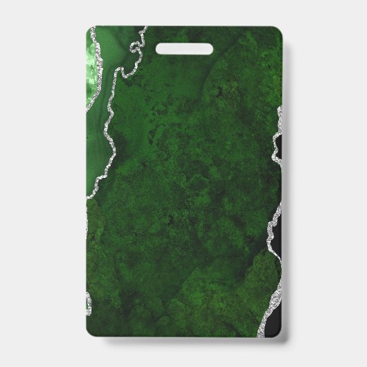 Glamour Forest Green Marmor Chic Silver Glitzer Ausweis (Vorderseite)