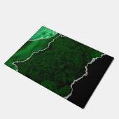 Glamour Forest Green Marmor Chic Silver Glitzer Fußmatte (Schrägansicht)