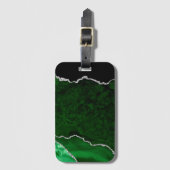 Glamour Forest Green Marmor Chic Silver Glitzer Gepäckanhänger (Vorderseite Vertikal)