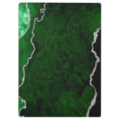 Glamour Forest Green Marmor Chic Silver Glitzer Klemmbrett (Rückseite)