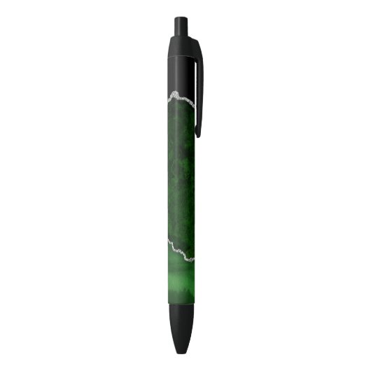 Glamour Forest Green Marmor Chic Silver Glitzer Kugelschreiber (Unterseite (Vertikal))