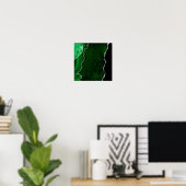 Glamour Forest Green Marmor Chic Silver Glitzer Poster (Heimbüro)