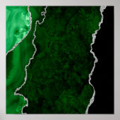Glamour Forest Green Marmor Chic Silver Glitzer Poster (Vorne)