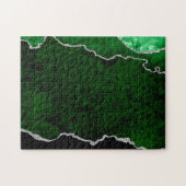 Glamour Forest Green Marmor Chic Silver Glitzer Puzzle (Horizontal)