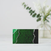 Glamour Forest Green Marmor Chic Silver Glitzer Visitenkarte (Stehend Vorderseite)