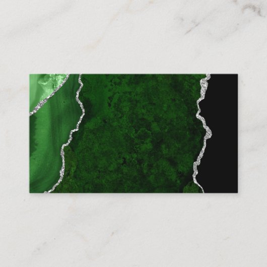 Glamour Forest Green Marmor Chic Silver Glitzer Visitenkarte (Vorderseite)