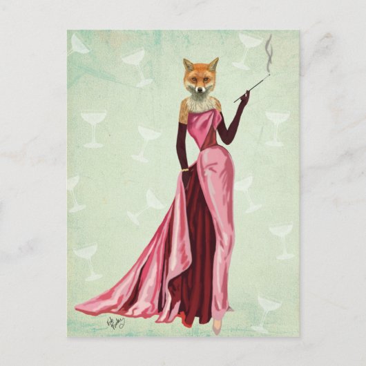 Glamour Fox in Rosa 2 Postkarte (Vorderseite)