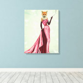 Glamour Fox in Rosa Leinwanddruck (Insitu (Holzboden))