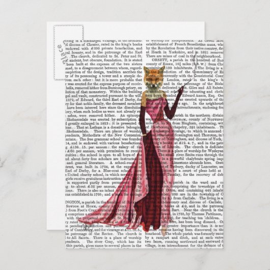 Glamour Fox in Rosa Postkarte (Vorne/Hinten)