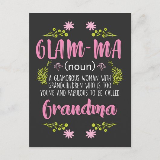 Glamour Frauen Young Crazy Oma Glama ma Postkarte (Vorderseite)