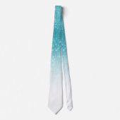 Glamour Funkelnd Aqua Blue Glitzer Sequin Ombre Krawatte (Vorderseite)