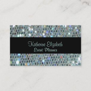 Glamour Funkelnd Glittery Glitzy Silver Bling Visitenkarte