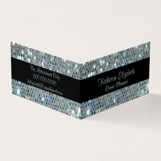Glamour Funkelnd Glittery Glitzy Silver Bling Visitenkarten (Vorderseite)