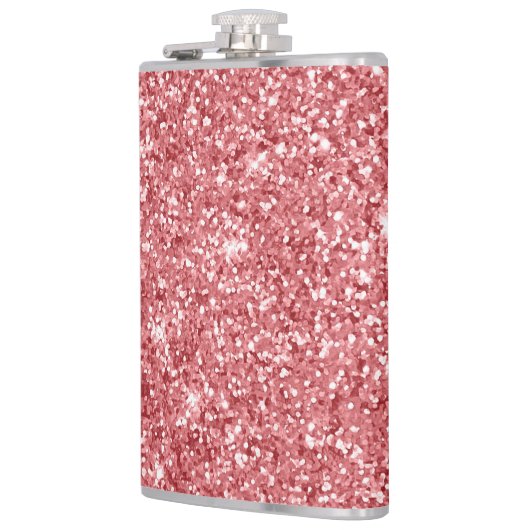 Glamour Funkelnd Pink Glitzer Flachmann (Links)