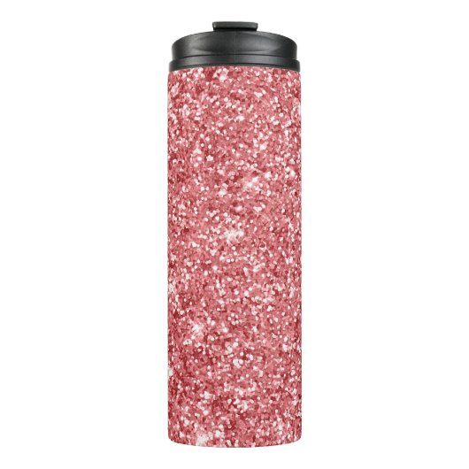 Glamour Funkelnd Pink Glitzer Thermosbecher (Vorderseite)
