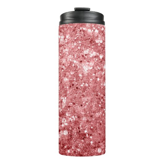 Glamour Funkelnd Pink Glitzer Thermosbecher (Vorderseite)