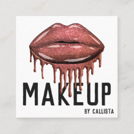 Glamour Funkelnd Rose Glitzer Tropfen Lips Makeup Quadratische Visitenkarte