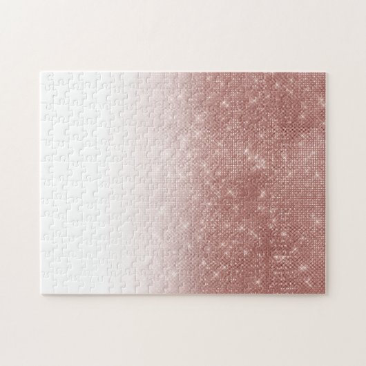 Glamour Funkelnd Rose Gold Glitzer Sequin Ombre Puzzle (Horizontal)