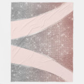 Glamour Funkelnd Silver Rose Gold Glitzer Geo Fleecedecke (Vorderseite)