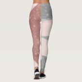 Glamour Funkelnd Silver Rose Gold Glitzer Geo Leggings (Rückseite)