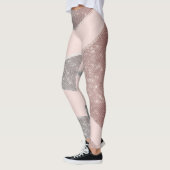 Glamour Funkelnd Silver Rose Gold Glitzer Geo Leggings (Links)