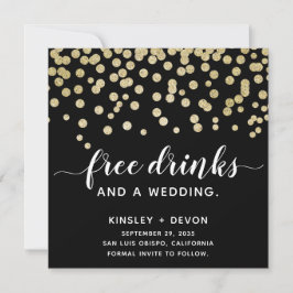 Glamour Funny Gold & Black Glitzer Confetti Save The Date