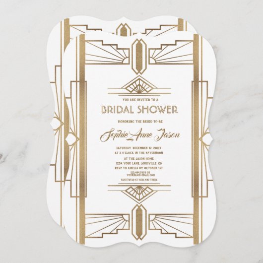 Glamour-Gatsby-Brautparty der 1920er Jahre Einladung (Vorne/Hinten)