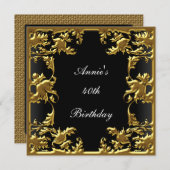 Glamour Geburtstag Einladung Elegantes Schwarzes G (Vorne/Hinten)