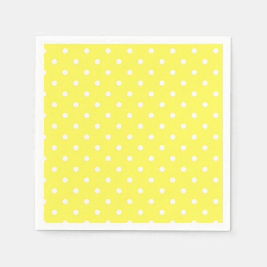 Glamour Gelb und Weiß Polka Dot Serviette (Vorderseite)