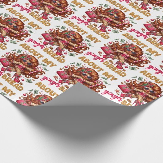Glamour Gingerbrot Girl Pink Weihnachten Geschenkpapier (Ecke)