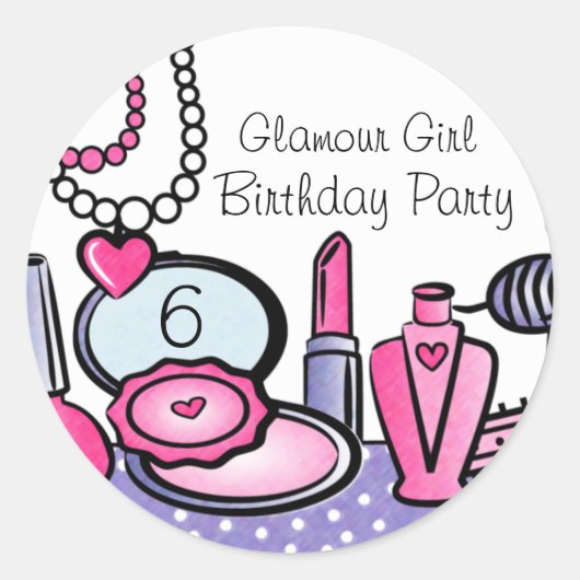 Glamour Girl Birthday (pd) Runder Aufkleber (Vorderseite)