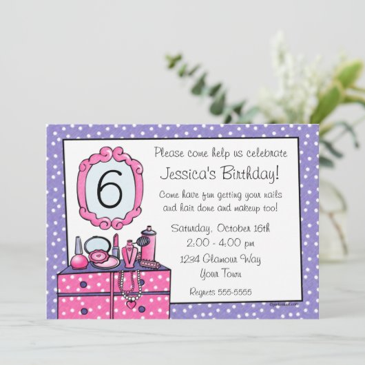 Glamour Girl Geburtstagsparty Einladung (Stehend Vorderseite)