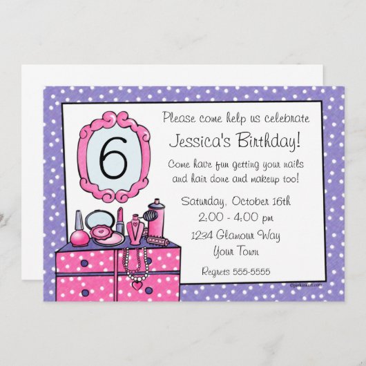 Glamour Girl Geburtstagsparty Einladung (Vorne/Hinten)