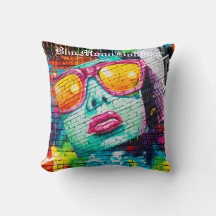 Glamour-Girl-Graffiti-Rundkissen Kissen